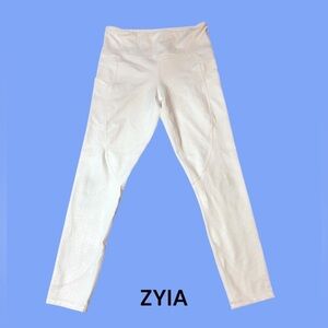 ZYIA Winter White High-Waisted Leggings, Size:4 (PMB3)